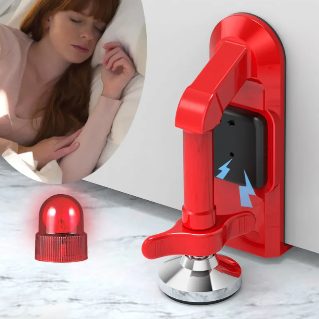 Trava de Porta Portátil e Calço de Porta com Alarme para Autodefesa – Dispositivo de Segurança para Hospedagens de Viagem